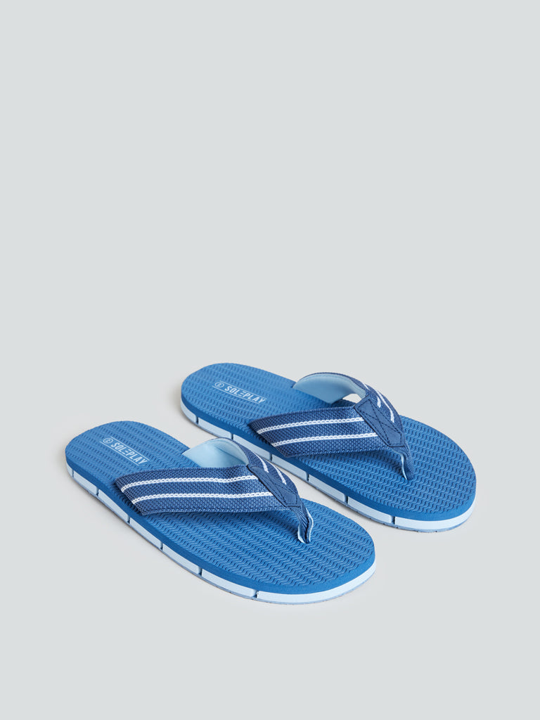 SOLEPLAY Blue Patterned Flip Flops